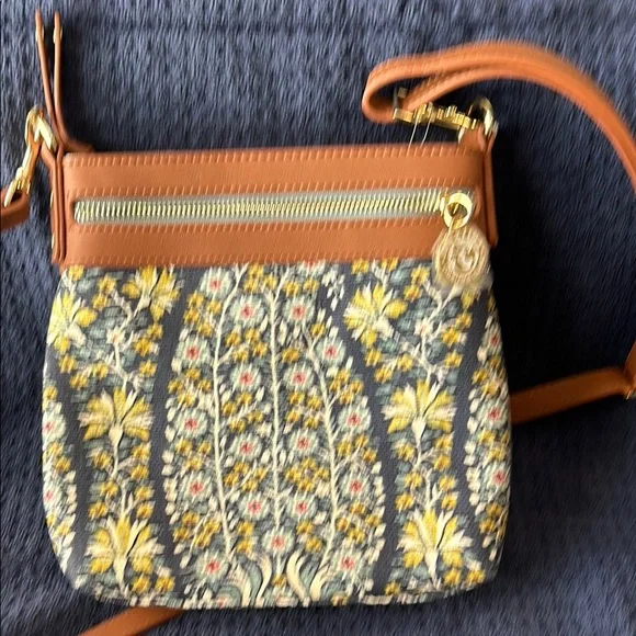 Spartina 449 Brown and Yellow Floral Crossbody Bag - Picture 5 of 7
